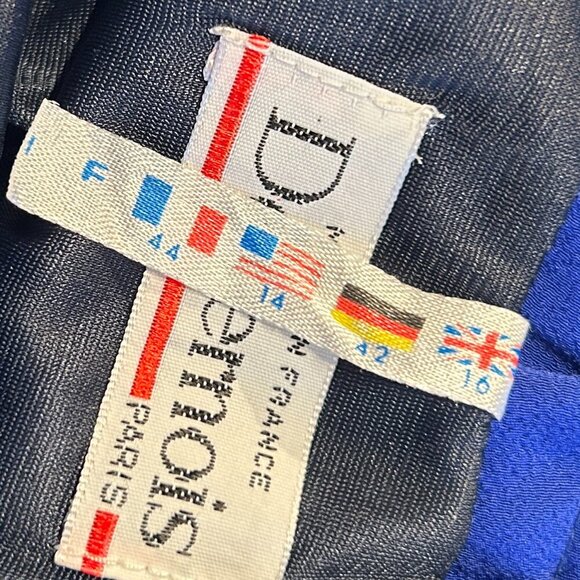 Vtg Royal Blue Pleated Skirt Sz 14 | Made in France 90s Designer Career Office - Picture 6 of 7